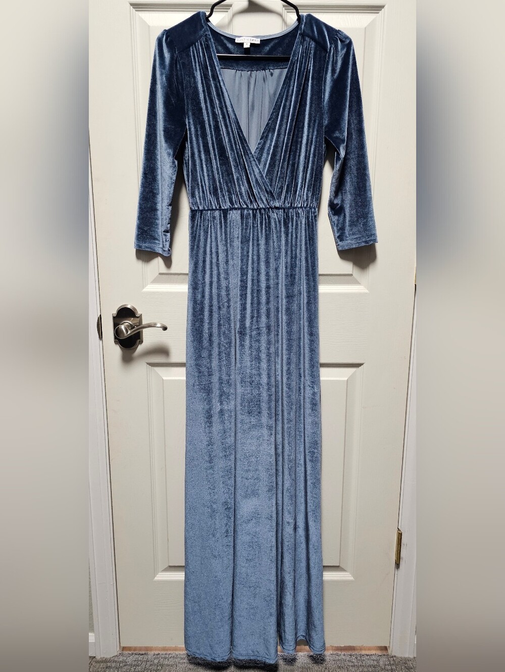 Baltic Born Velvet Maxi Dress in Steel Blue - Size Small - EUC